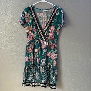 Teal dress with pink flowers from maurices